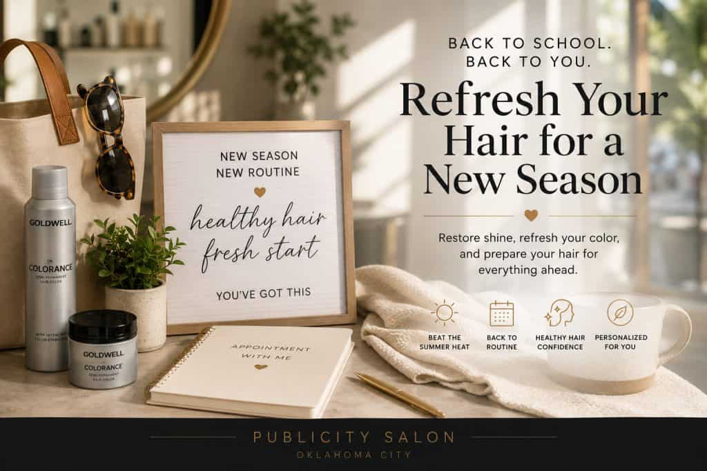 Healthy brunette hair with soft dimensional color and natural shine styled for late summer